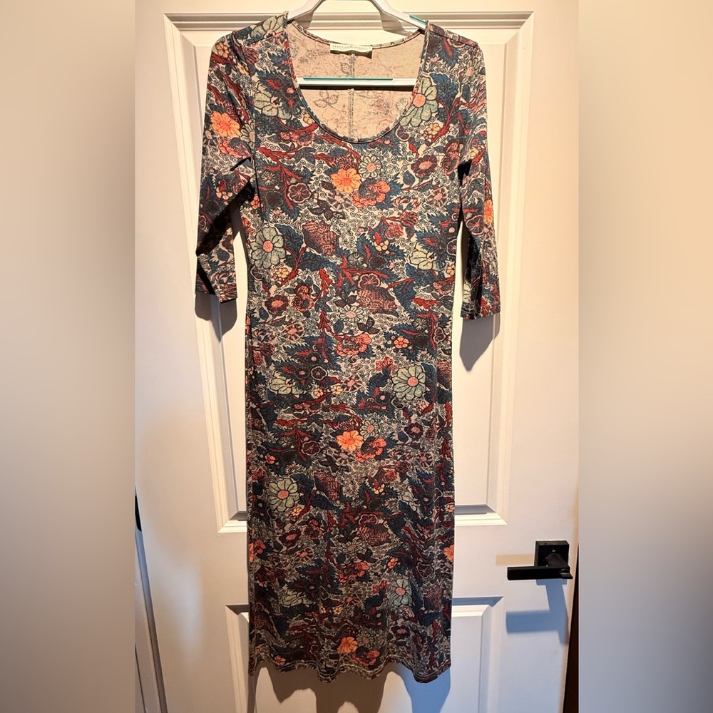 Peruvian Connection Floral Printed Dress Size M 58” long